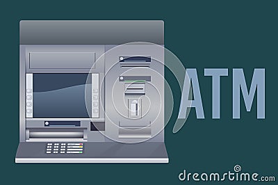 ATM Automated teller machine bank cash realistic vector illustration. Vector Illustration