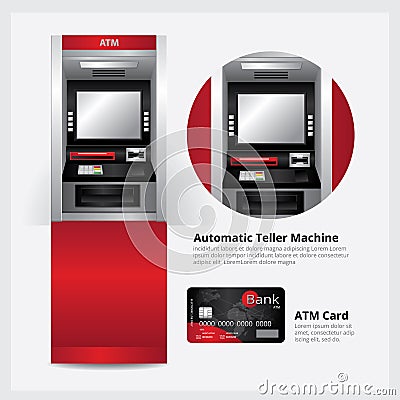 ATM Automatic Teller Machine with ATM Card Vector Illustration