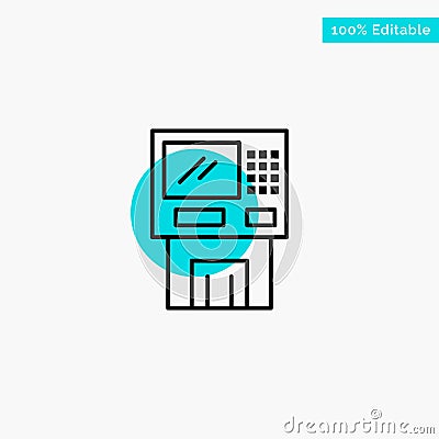 Atm, Bank, Cash, Cashpoint, Dispenser, Finance, Machine, Money turquoise highlight circle point Vector icon Vector Illustration