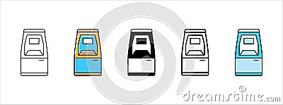 ATM banking icon vector set. Automated teller machine bank vector illustration set Vector Illustration