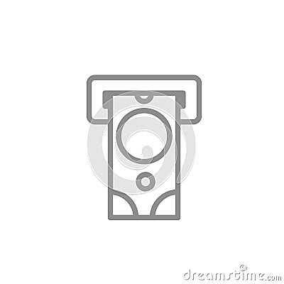 Atm with cash line icon. Banking and finance trendy vector illustration. Vector Illustration