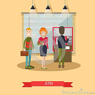 ATM concept vector illustration in flat style Vector Illustration