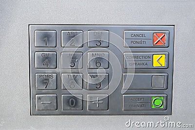 ATM keypad. Keyboard of automated teller machine Stock Photo