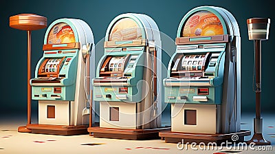 ATM money machine and money cash of of colorful at subway station, abstract blur background Stock Photo