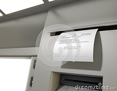 ATM Slip Declined Receipt Stock Photo