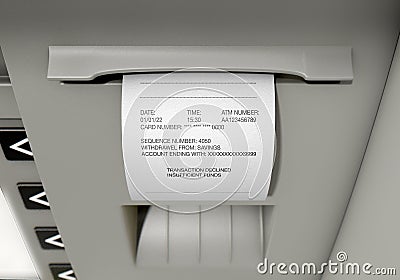 ATM Slip Declined Receipt Stock Photo