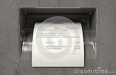 ATM Slip Withdrawel Receipt Stock Photo