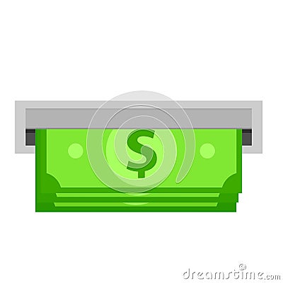 ATM slot with cash money Vector Illustration