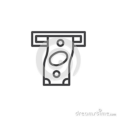 ATM slot with money line icon Vector Illustration