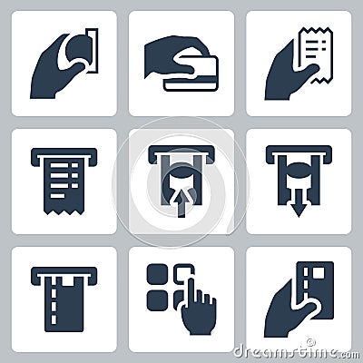 ATM Terminal Vector Icons in Glyph Style Vector Illustration