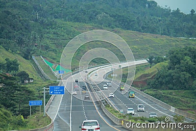 The atmosphere on the Cisumdawu toll road, Sumedang, West Java, Indonesia Stock Photo