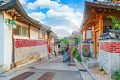 The atmosphere daytime at Bukchon hanok village,South Korea Editorial Stock Photo