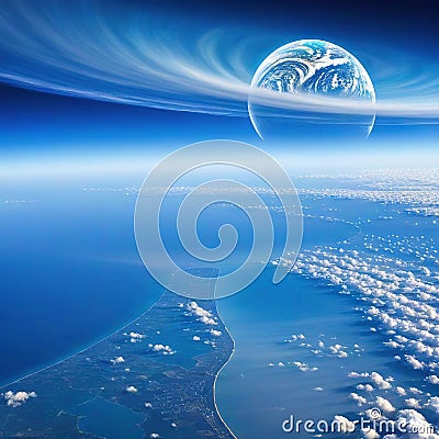 Atmosphere of the Earth from space view of planet City Elements of this image were furnished by Cartoon Illustration