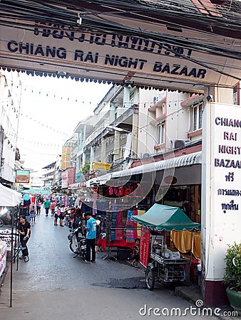 Atmosphere environment around souvenir walking street, the CHIANG RAI NIGHT BAZAAR Editorial Stock Photo