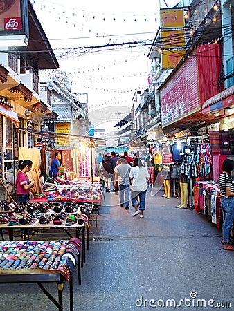 Atmosphere environment around souvenir walking street, the CHIANG RAI NIGHT BAZAAR Editorial Stock Photo