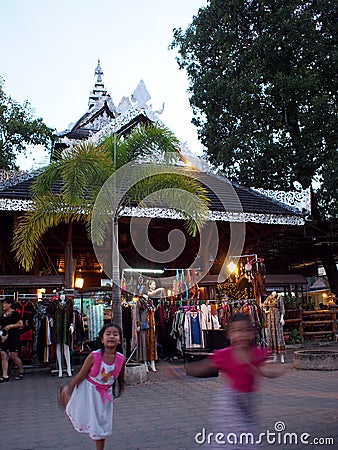 Atmosphere environment around souvenir walking street, the CHIANG RAI NIGHT BAZAAR Editorial Stock Photo