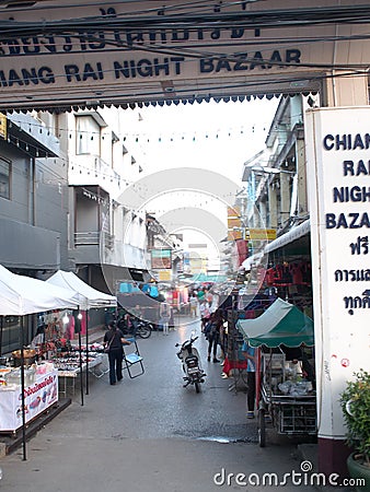 Atmosphere environment around souvenir walking street, the CHIANG RAI NIGHT BAZAAR Editorial Stock Photo