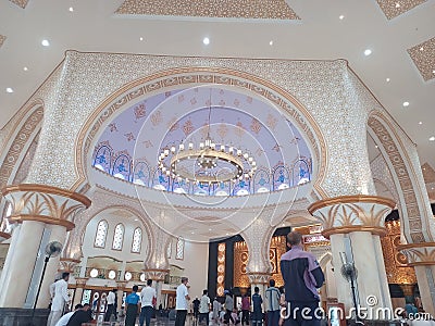 the atmosphere of Friday prayers in a mosque with a beautiful view of the dome Editorial Stock Photo