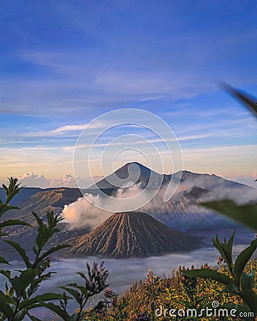 the atmosphere of the mountain scenery in Penanjakan Stock Photo