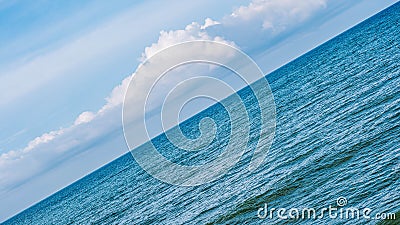 Atmosphere panorama. Clear sky calm sea horizon line cloud. Concept lifestyle move flow up down progress regress, choice Stock Photo