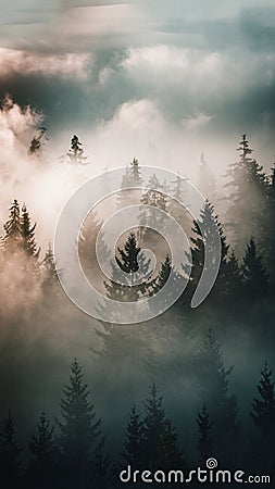 Atmospheric mist or fog, creating a moody and intriguing visual effect Stock Photo