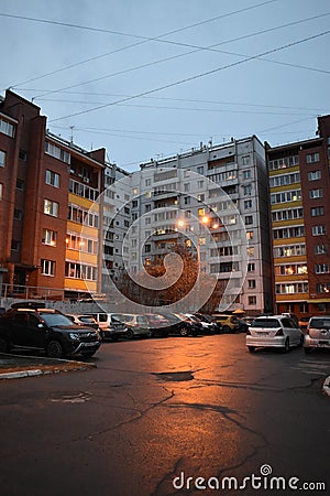 The city's evening courtyard Editorial Stock Photo