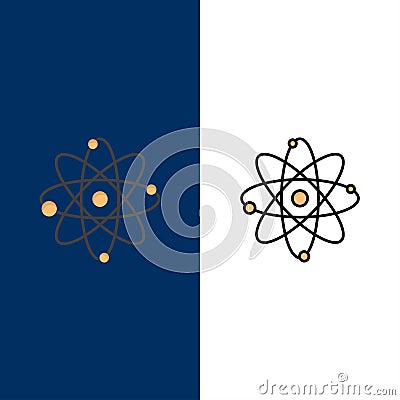 Atom, Chemistry, Molecule, Laboratory Icons. Flat and Line Filled Icon Set Vector Blue Background Vector Illustration