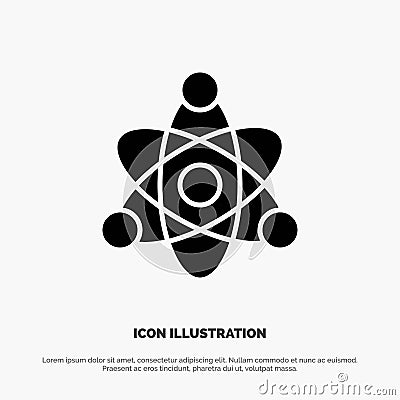 Atom, Educate, Education solid Glyph Icon vector Vector Illustration