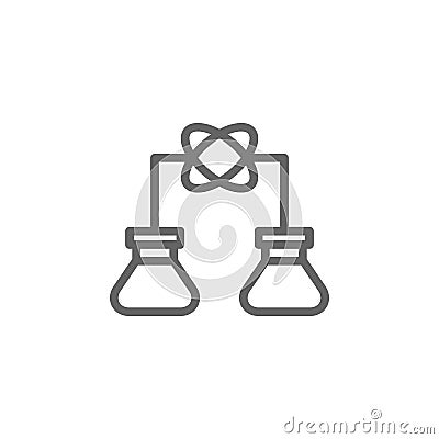 Atom, flask, test tube icon. Element of bio engineering illustration. Thin line icon for website design and development, app Cartoon Illustration