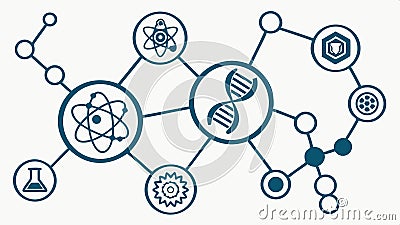 Atom model network, quantum physics, nuclear science research vector design Generative AI Vector Illustration