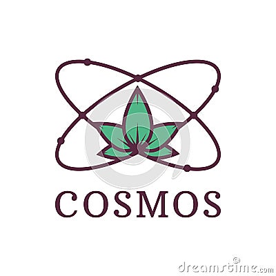Atom with nature Science. Cosmos. Environmental Protection. Vector illustration. Vector Illustration