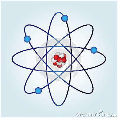 Atom with necleus and protons Vector Illustration