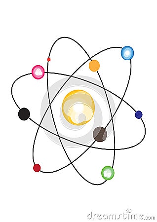 Atom nucleus Cartoon Illustration