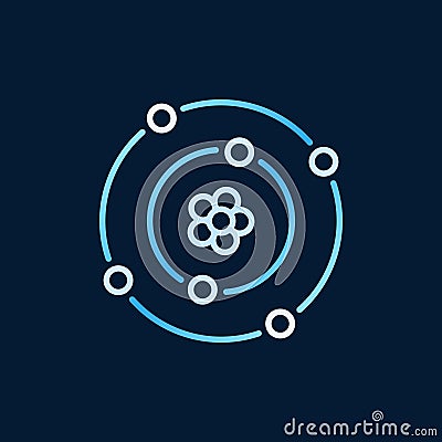 Atom with nucleus and electrons colored linear vector icon Vector Illustration