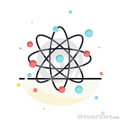 Atom, Particle, Molecule, Physics Abstract Flat Color Icon Template Vector Illustration