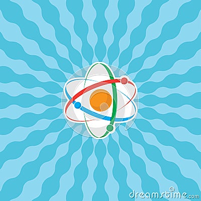 Atom with rays Vector Illustration