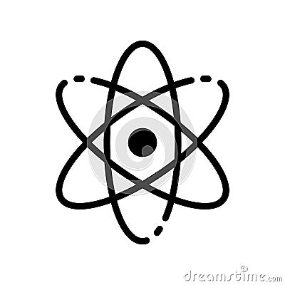 Atom Silhouette Icon. Scientific Atom Symbol. Sign of Education and Science. Structure of Nucleus of Atom. Protons Vector Illustration