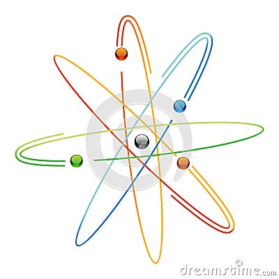 Atom symbols of nuclear energy icon. Scientific research and molecular chemistry. Vector atomic structure with orbital Vector Illustration