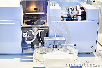 Atomic absorption spectrometer with flame atomization Stock Photo