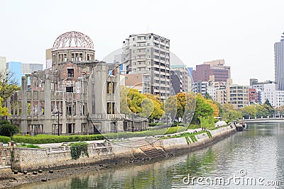 Atomic Dome and the river view at Hiroshima memorial peace park Editorial Stock Photo