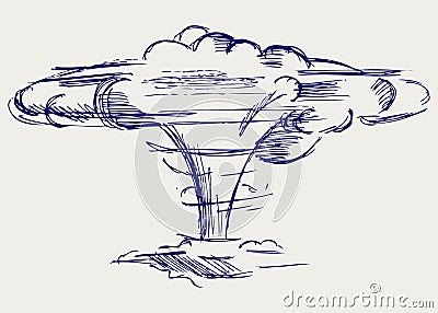 Atomic explosion. Doodle style Vector Illustration