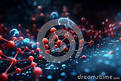 Atomic Level Molecular Structure 3d Rendered Molecules And Atoms Background Stock Photo