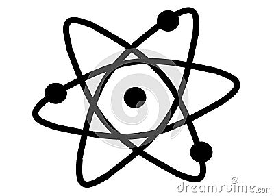 The atomic structure consisting of the nucleus neutron and proton and the electrons and their path white backdrop Cartoon Illustration