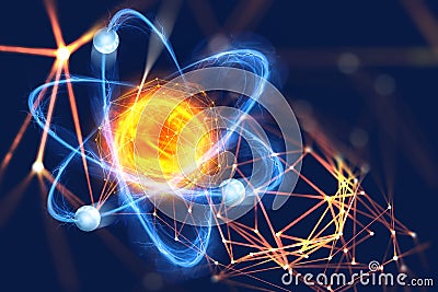 Atomic structure. Futuristic concept on the topic of nanotechnology in science Stock Photo