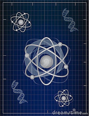 Atoms and DNA Cartoon Illustration