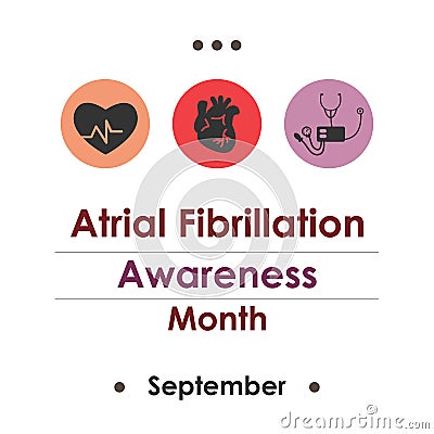 Atrial fibrillation month september Vector Illustration