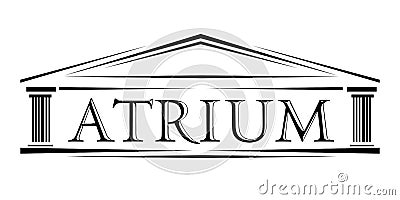 Atrium covered portico classical arch logo Cartoon Illustration