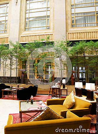 Atrium dining, luxury hotel Stock Photo
