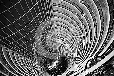 Atrium inside Jin Mao Tower, Shanghai, China Stock Photo