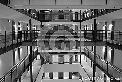 Atrium with lifts/elevators in hotel or office building Stock Photo